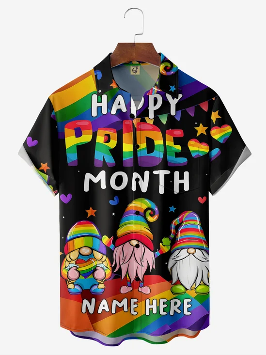 Gnome Celebration Chest Pocket Short Sleeve Casual Shirt