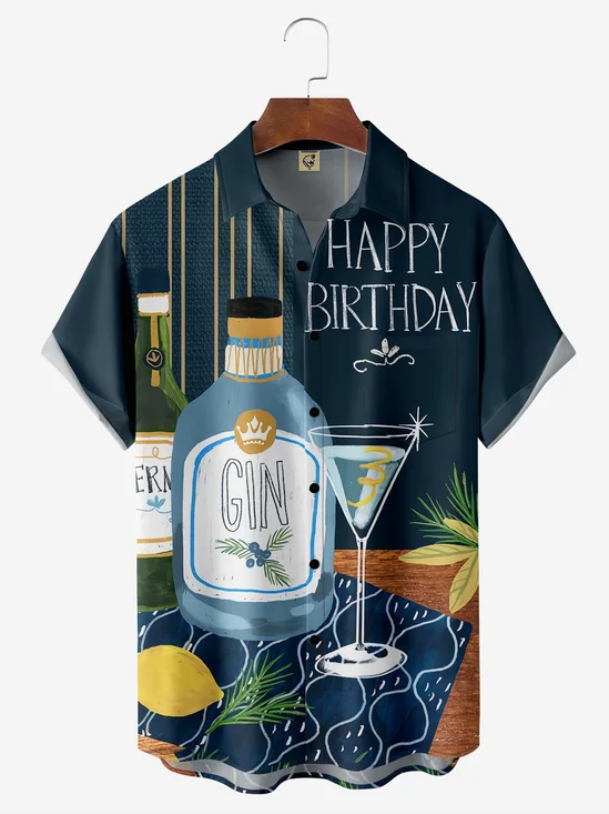 Birthday Chest Pocket Short Sleeve Hawaiian Shirt