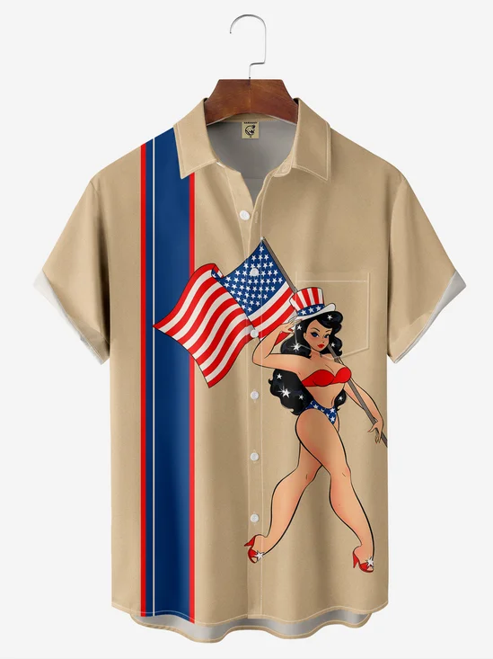 American Flag Beauty Bowling Shirt By Alice Meow