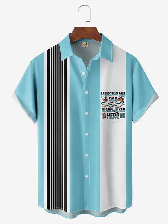 Travel Chest Pocket Short Sleeve Bowling Shirt