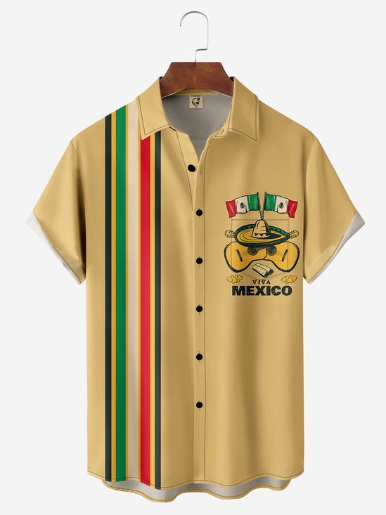 Hardaddy Mexican Culture Chest Pocket Short Sleeve Bowling Shirt