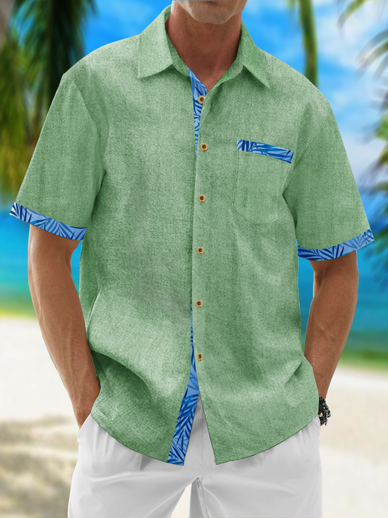 Cotton Patchwork Chest Pocket Resort Shirt