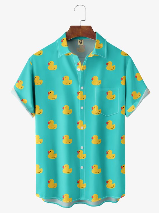 Hardaddy Duck Chest Pocket Short Sleeve Hawaiian Shirt