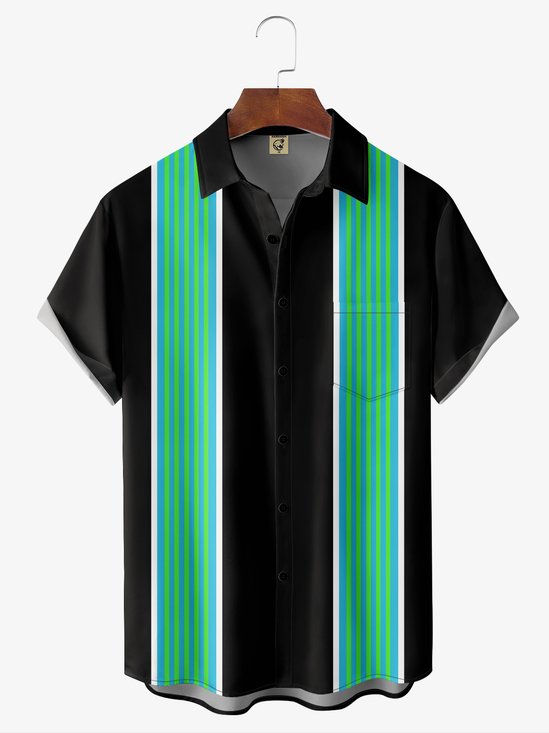 Hardaddy Geometric Chest Pocket Short Sleeve Bowling Shirt