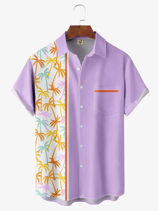 Hardaddy Coconut Tree Chest Pocket Short Sleeve Bowling Shirt