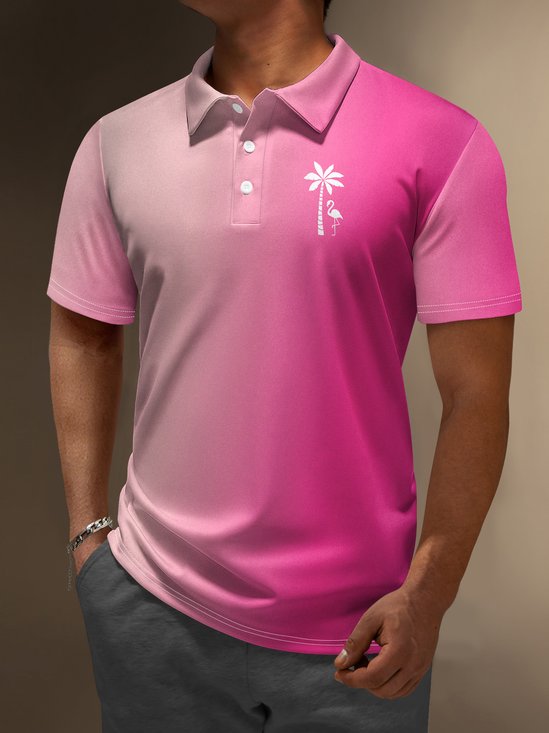 Moisture-wicking Ombre Flamingo Golf Polo Shirt