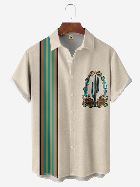 Hardaddy Cactus Chest Pocket Short Sleeve Bowling Shirt