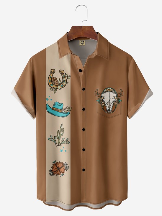Western Chest Pocket Short Sleeve Casual Shirt