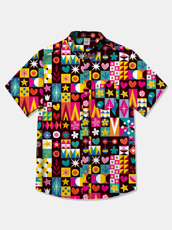 Cotton Abstract Pop Smiling Casual Shirt