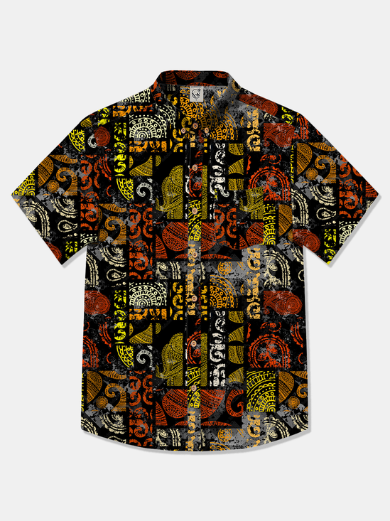 Cotton Ethnic Geometric Pattern Casual Shirt