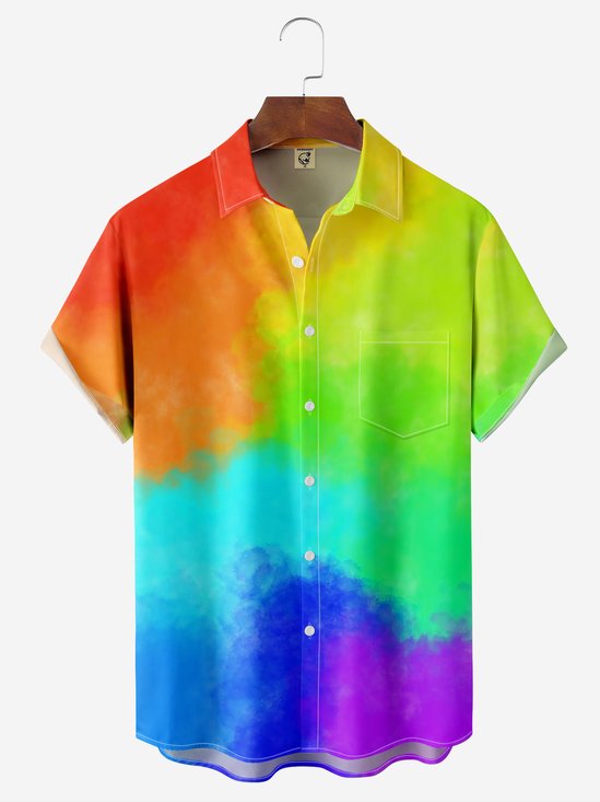 Moisture-wicking Breathable Rainbow Chest Pocket Resort Shirt