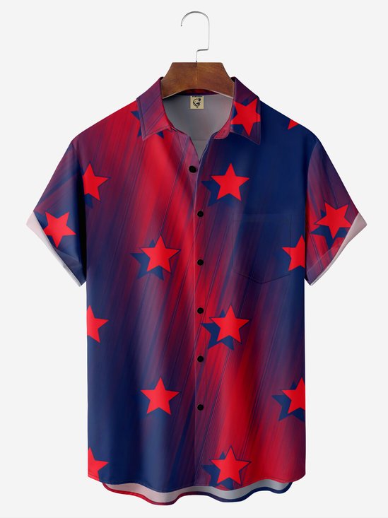 Moisture-wicking Stars Chest Pocket Resort Shirt