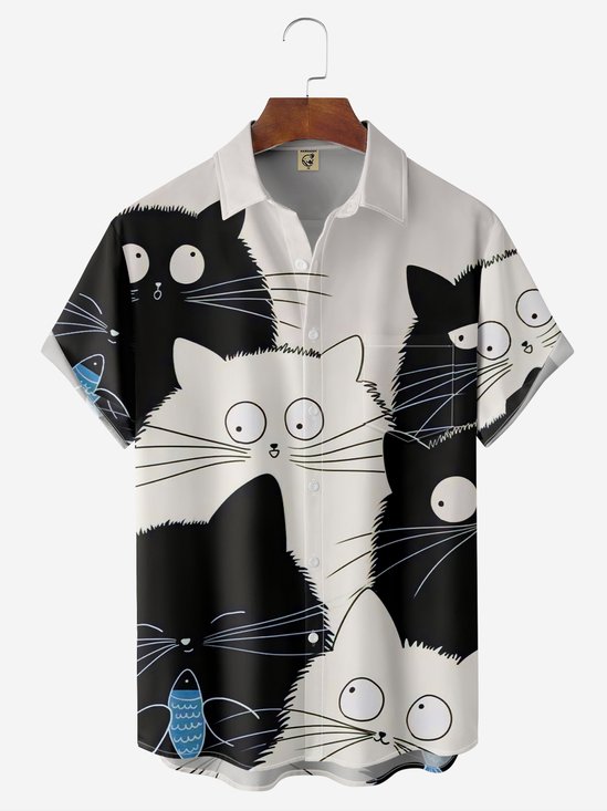 Moisture-wicking Breathable Cats Chest Pocket Resort Shirt
