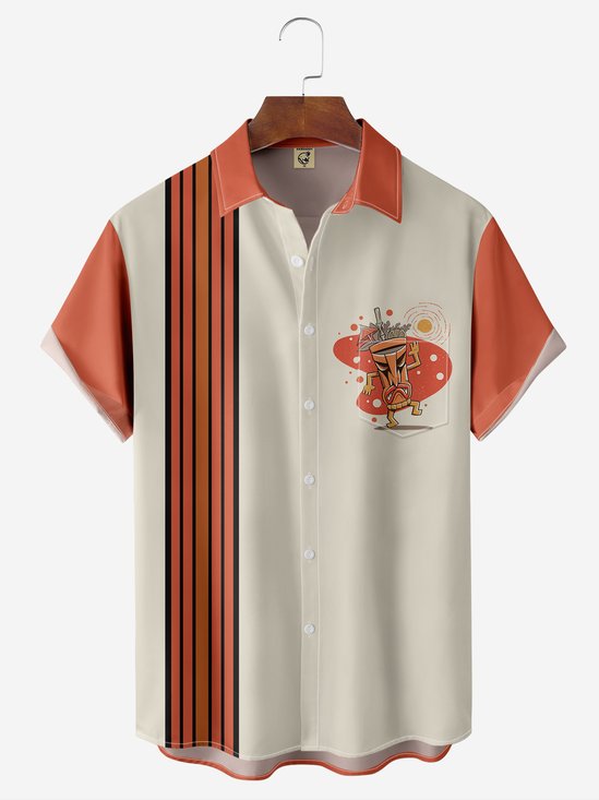 Moisture-wicking Tiki Chest Pocket Bowling Shirt