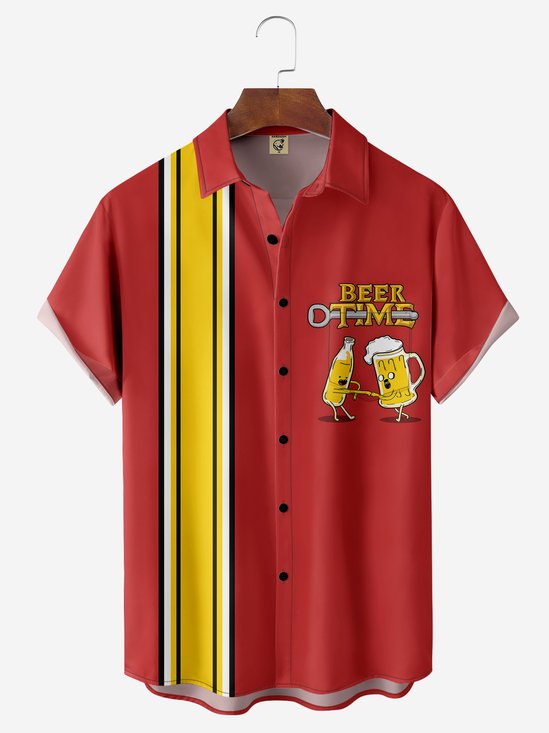 Moisture-wicking Beer Chest Pocket Bowling Shirt