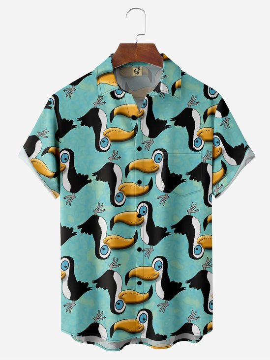 Moisture-wicking Toucans Chest Pocket Hawaiian Shirt