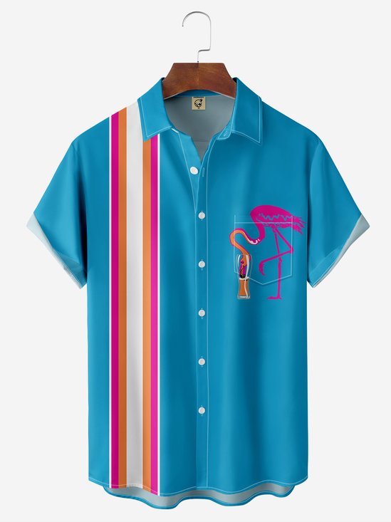 Moisture-wicking Breathable Flamingo Bowling Shirt