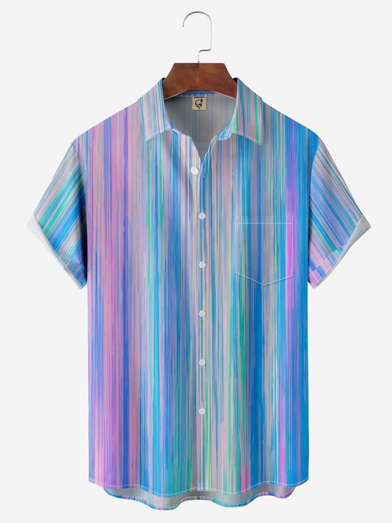 Moisture-wicking Abstract Stripes Chest Pocket Resort Shirt