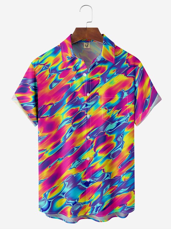 Moisture-wicking Abstract Chest Pocket Hawaiian Shirt