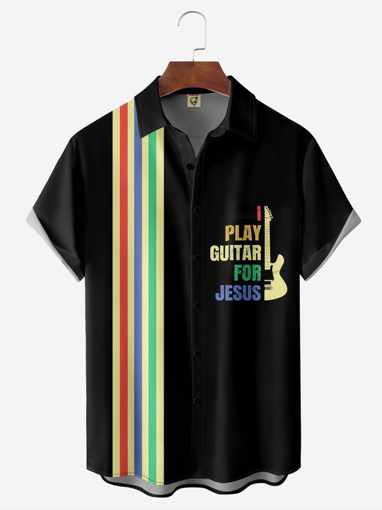 I Play Guitar For Jesus Quick Dry Bowling Shirt