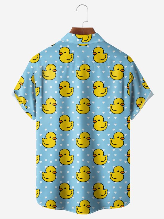 Moisture-wicking Little Yellow Duck Chest Pocket Hawaiian Shirt