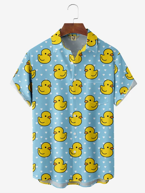 Moisture-wicking Little Yellow Duck Chest Pocket Hawaiian Shirt