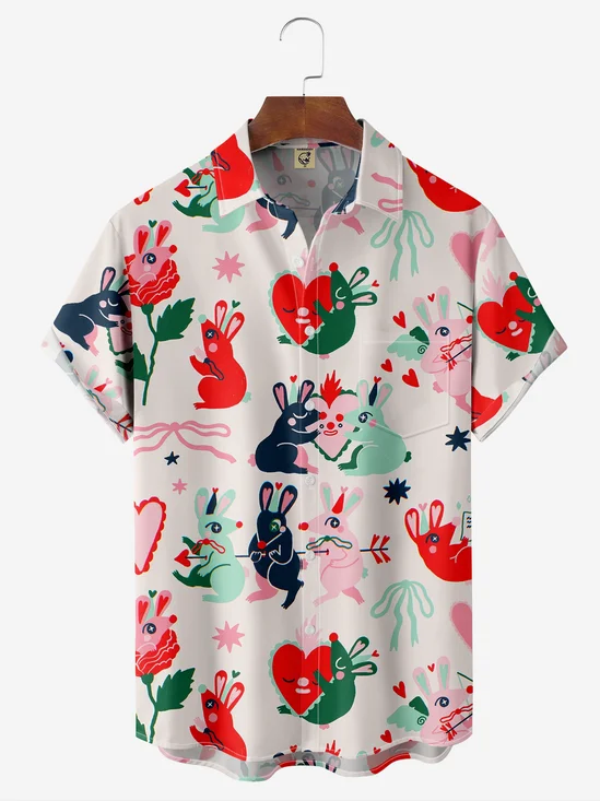 Moisture-wicking Abstract Graphic Chest Pocket Hawaiian Shirt