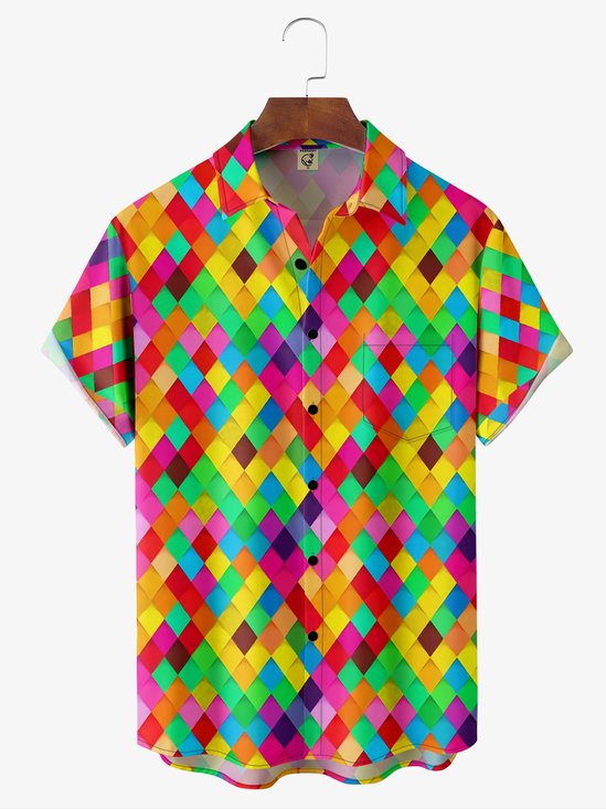 Moisture-wicking Diamond Pattern Chest Pocket Resort Shirt