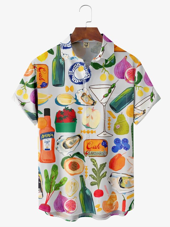 Moisture-wicking Food Party Chest Pocket Resort Shirt