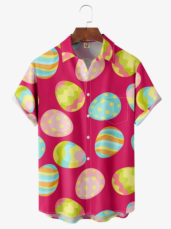 Moisture-wicking Easter Egg Chest Pocket Hawaiian Shirt