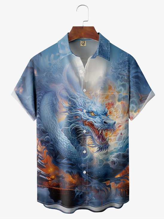 Moisture-wicking Dragon Chest Pocket Casual Shirt