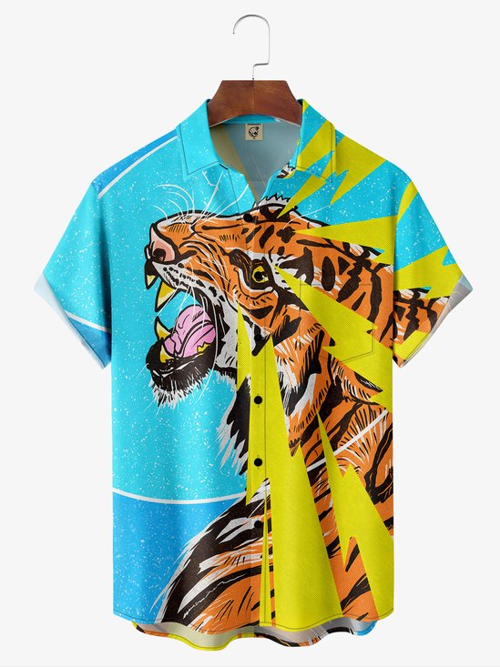 Moisture-wicking Tiger Chest Pocket Funky Shirt