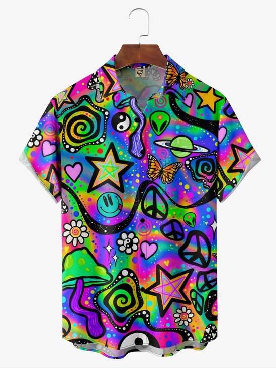 Moisture-wicking Hippies Peace&Love Chest Pocket Resort Shirt