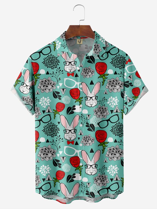 Moisture-wicking Rabbit Chest Pocket Hawaiian Shirt