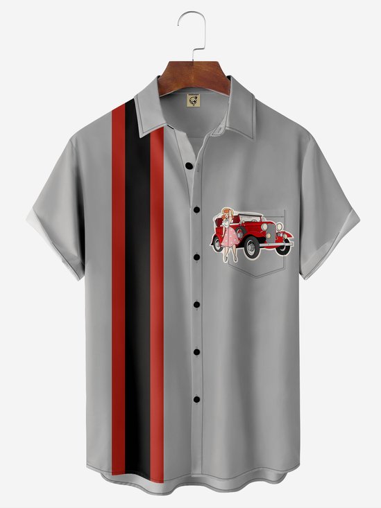 Vintage Car Beauty Bowling Shirt By Alice Meow