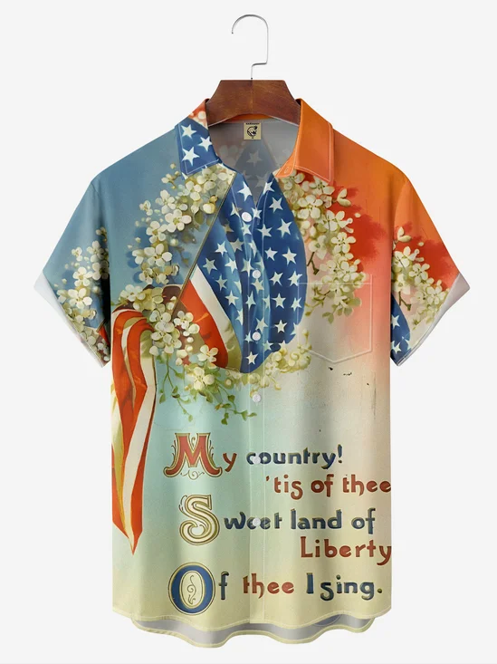 Moisture-wicking Breathable Memorial Day Chest Pocket Resort Shirt