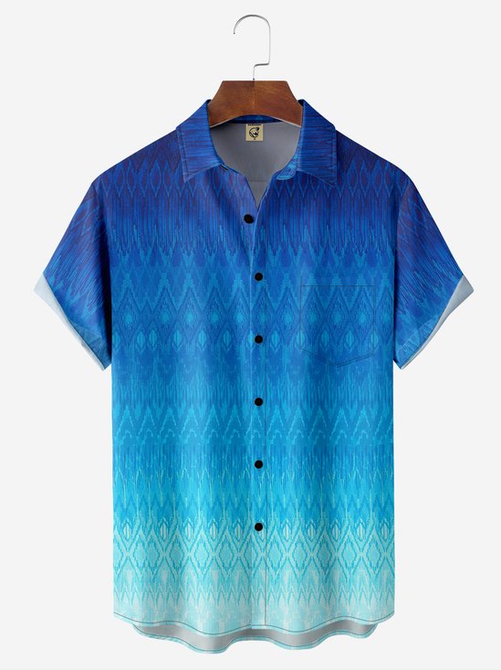 Moisture-wicking Gradual Abstract Chest Pocket Hawaiian Shirt