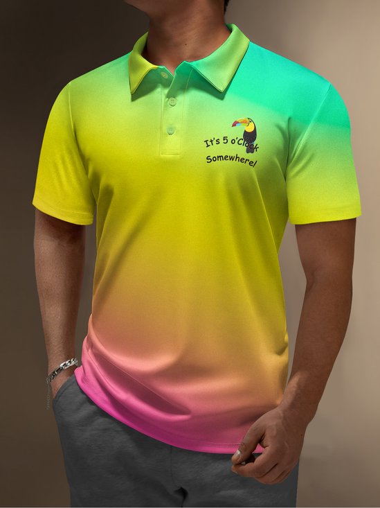 Hardaddy Moisture-wicking Golf Polo Gradient Toucan Text Letter