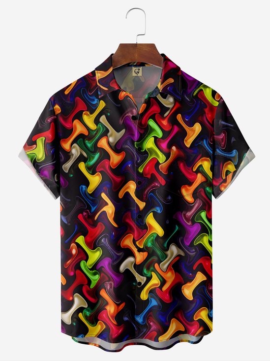 Moisture-wicking Abstract Pattern Chest Pocket Resort Shirt
