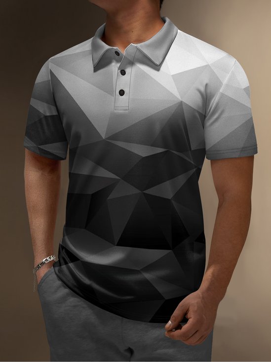 Moisture-wicking Golf Polo 3D Stereo Gradient Geometry