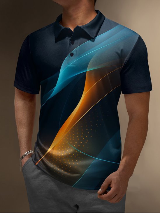 Hardaddy Moisture Wicking Golf Polo 3D Gradient Abstract Stripes