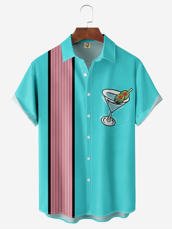 Moisture-wicking Cocktail Chest Pocket Bowling Shirt