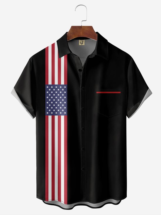 Hardaddy Moisture-wicking American Flag Chest Pocket Casual Shirt