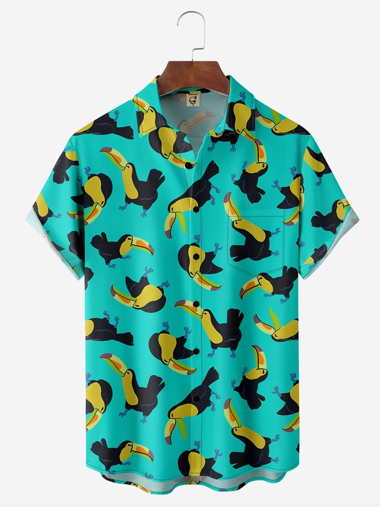 Moisture-wicking Toucan Chest Pocket Hawaiian Shirt