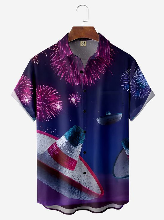 Moisture-wicking American Sombrero Chest Pocket Hawaiian Shirt