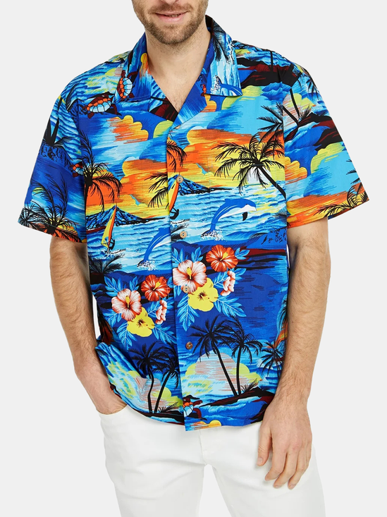 Cotton Tropical Floral Aloha Shirt