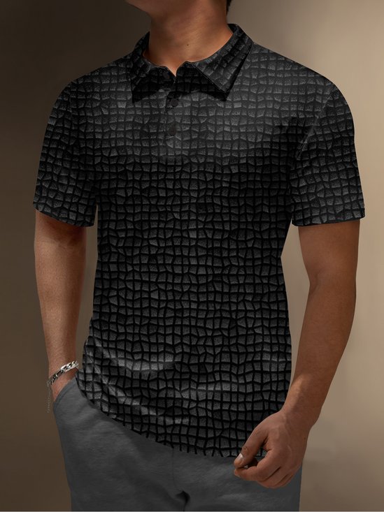 Moisture Wicking Golf Polo 3D Abstract Geometry