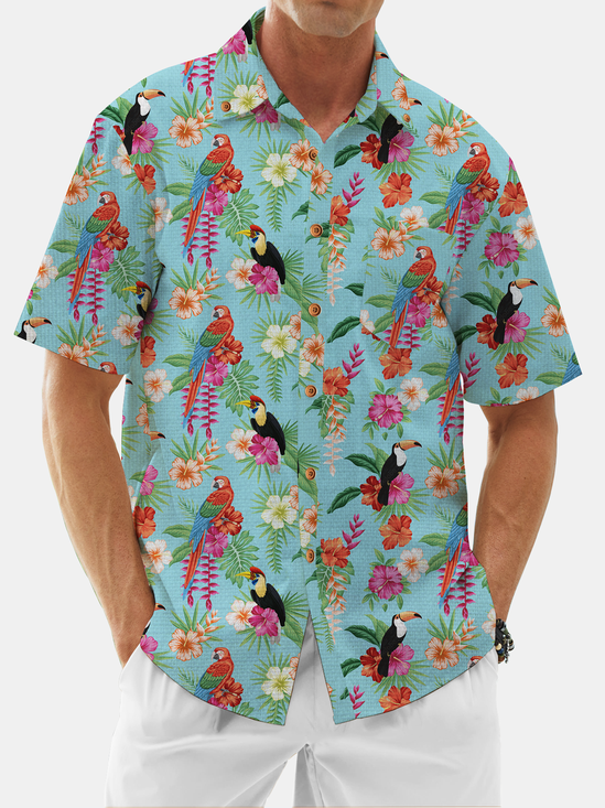 Cotton Tropical Parrots Hawaiian Shirt