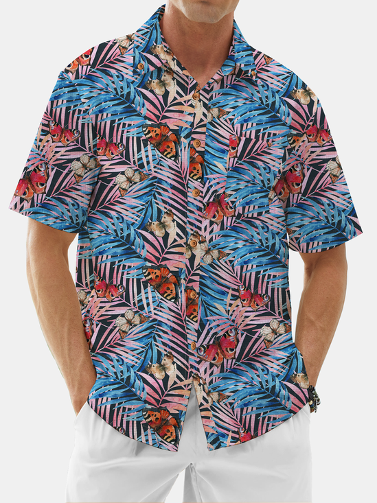 Cotton Tropical Butterfly Hawaiian Shirt