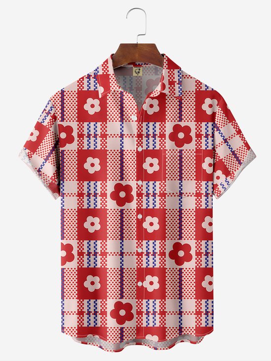 Moisture-wicking Floral Chest Pocket Hawaiian Shirt